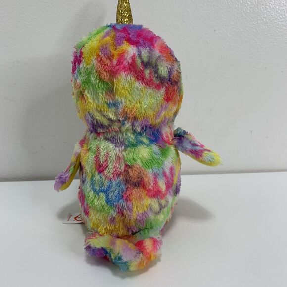 TY BEANIE BOOS 6" Enchanted Owl Colorful Rainbow Horn Glitter Eyes Plush - Picture 4 of 6